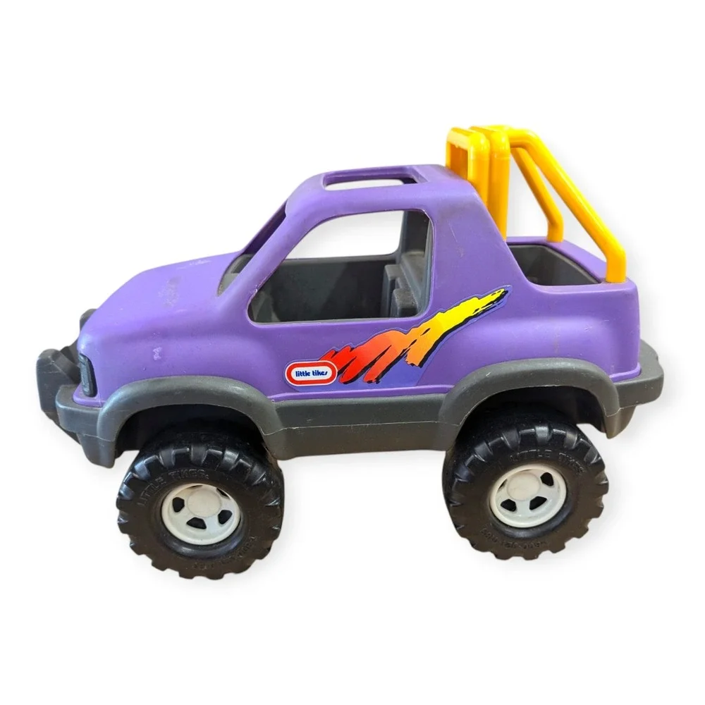 Vintage Little Tikes Purple Monster Truck Off-Road Toy Vehicle Yellow Roll Bar